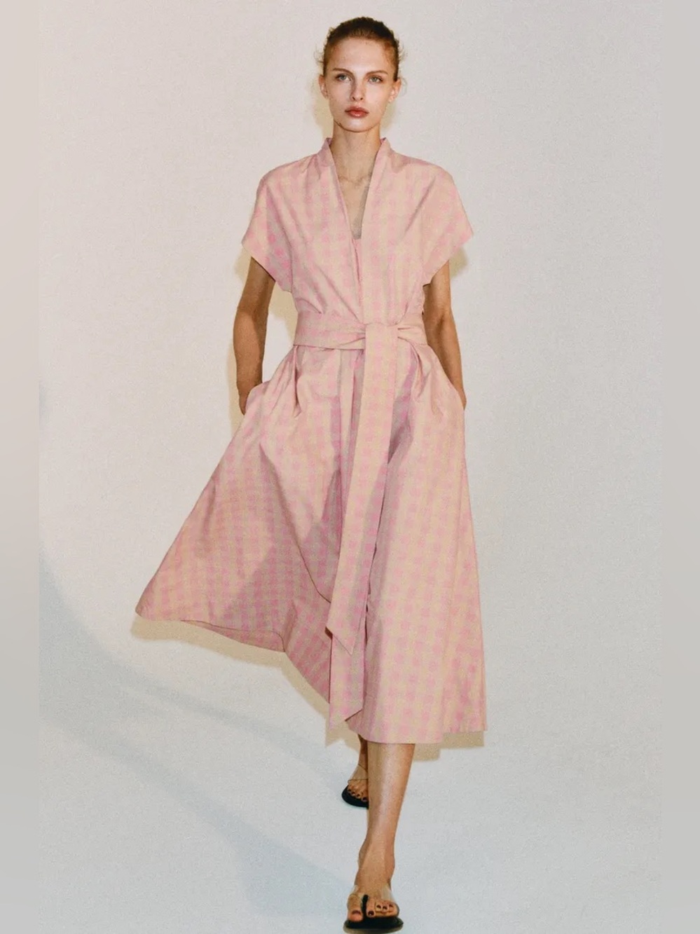ZARA CHECK PLAID POPLIN DRESS ZW COLLECTION